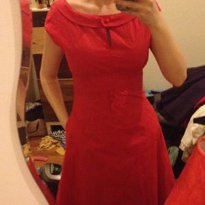 Modcloth a line red dress Peter Pan collar
